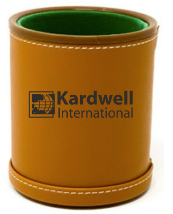 Custom Tan Leatherette Dice Cup main image